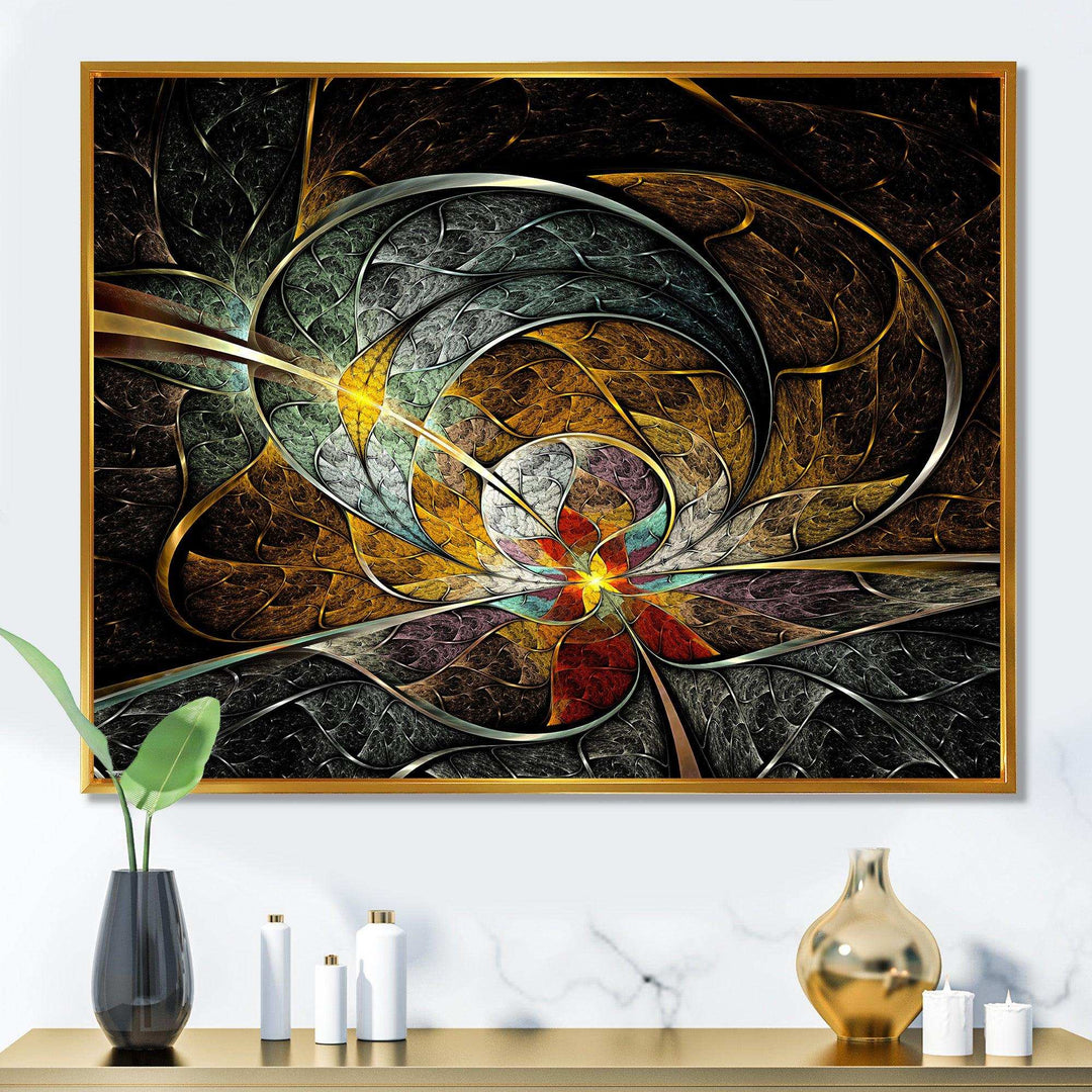 Symmetrical Yellow Digital Art Flower - Modern Wall Art Prints