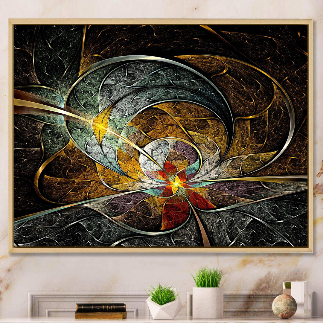 Symmetrical Yellow Digital Art Flower - Modern Wall Art Prints