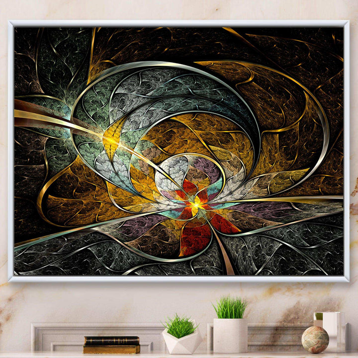 Symmetrical Yellow Digital Art Flower - Modern Wall Art Prints