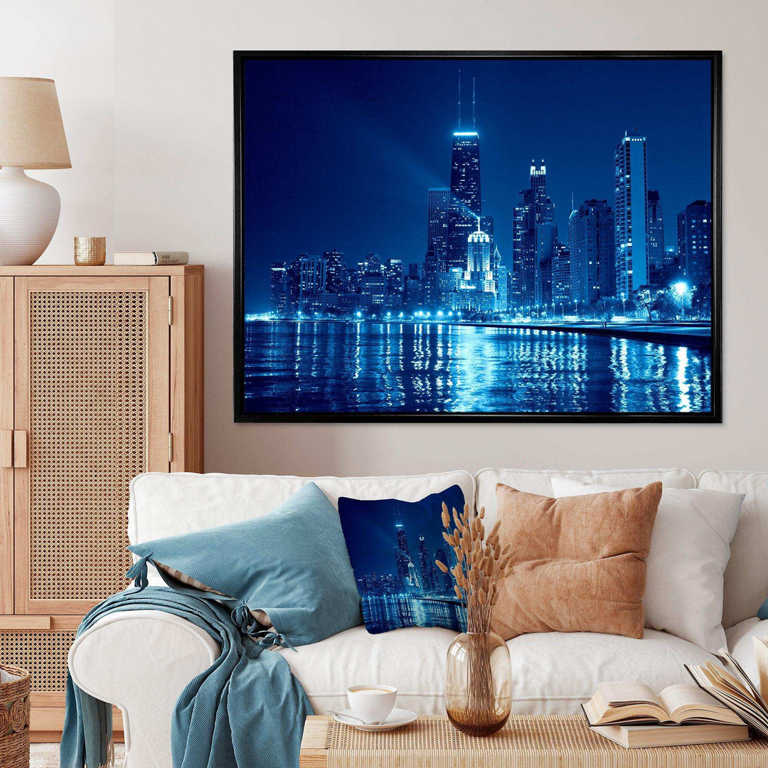 Blue Chicago Skyline Night