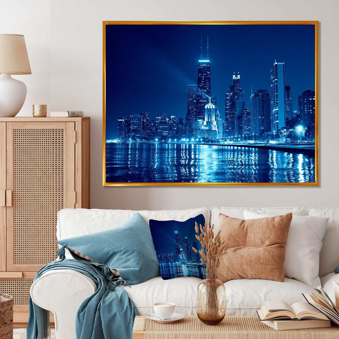 Blue Chicago Skyline Night