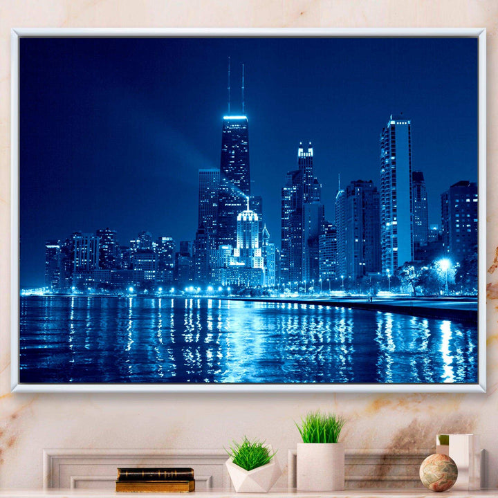 Blue Chicago Skyline Night