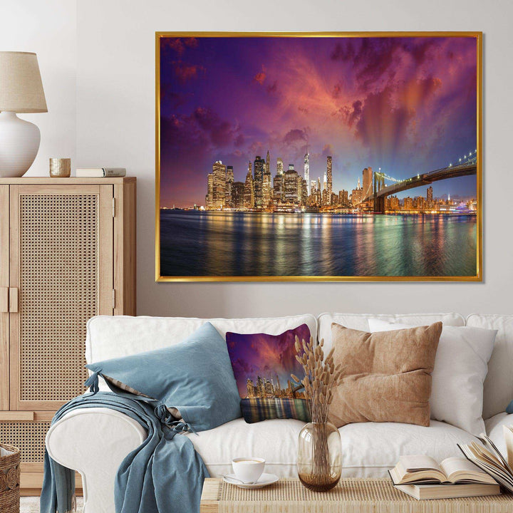 New York City Manhattan Skyline Red