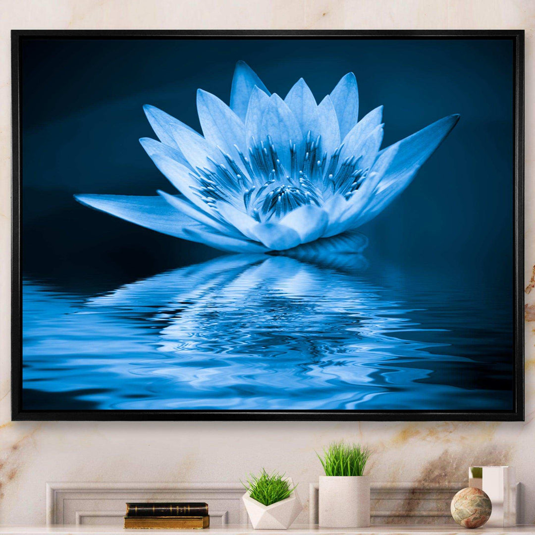 Blue Water Lily - Modern Living Room Wall Decor