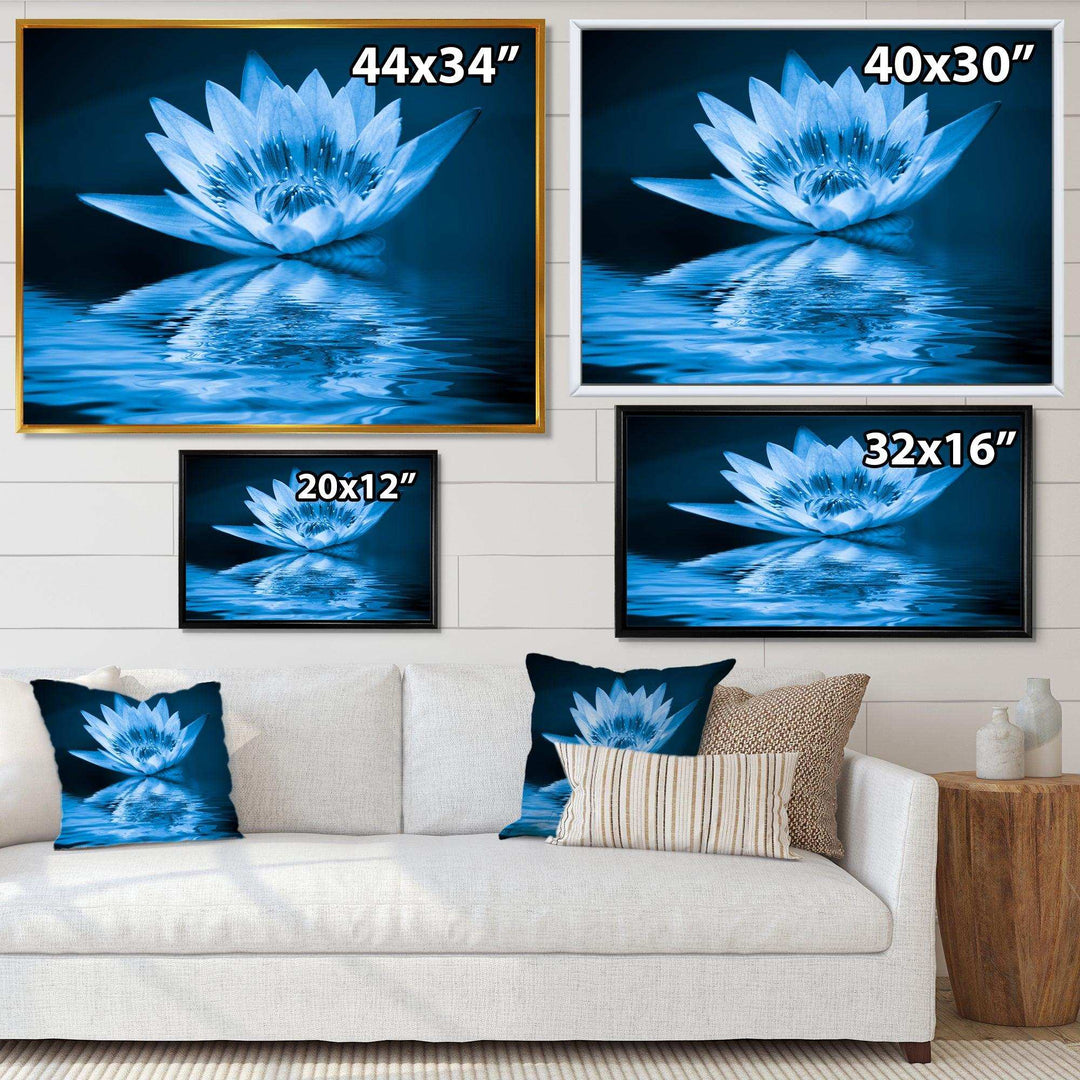 Blue Water Lily - Modern Living Room Wall Decor