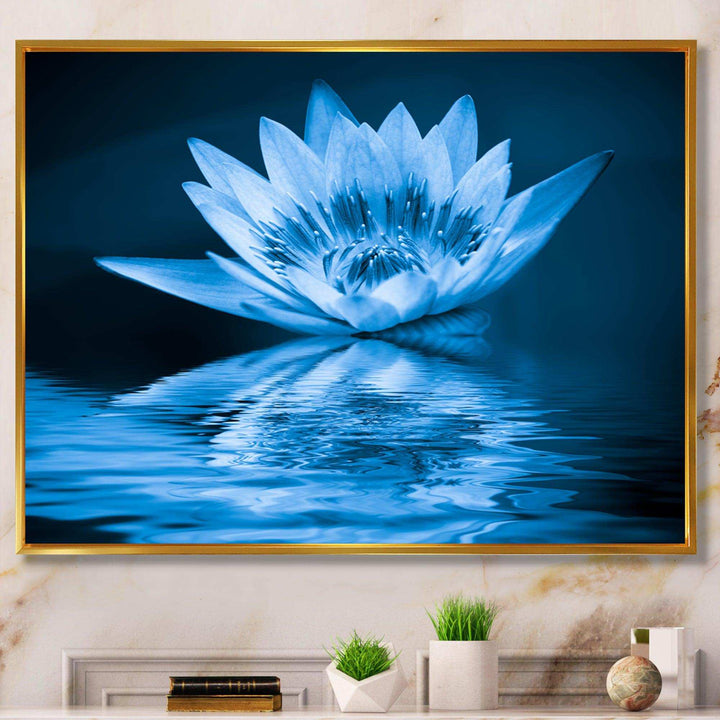 Blue Water Lily - Modern Living Room Wall Decor