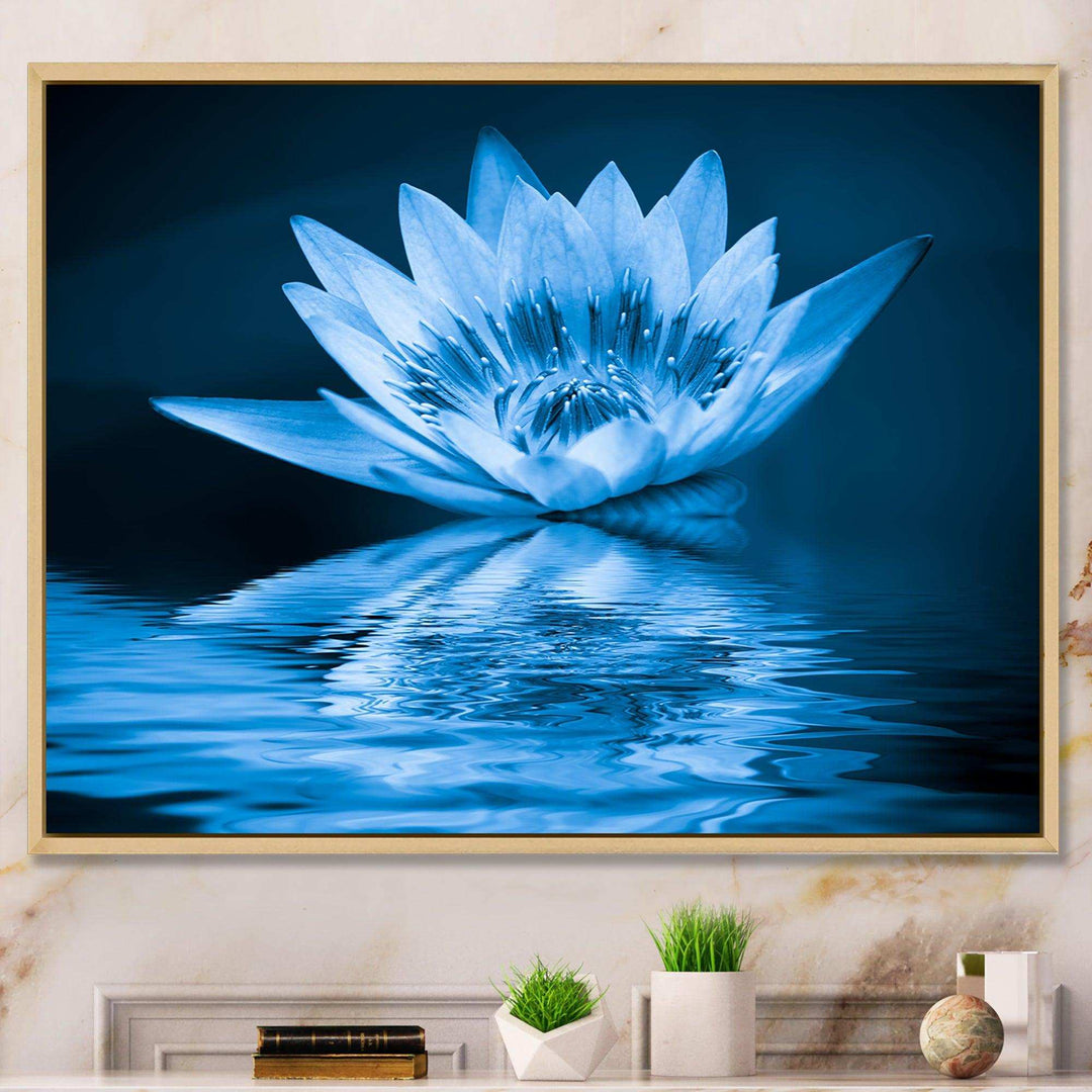 Blue Water Lily - Modern Living Room Wall Decor