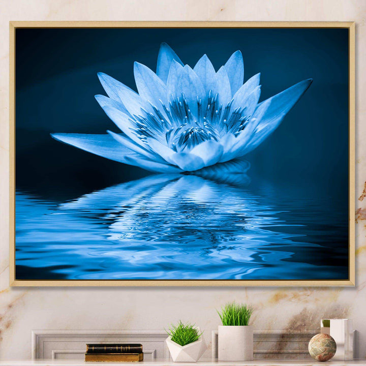 Blue Water Lily - Modern Living Room Wall Decor