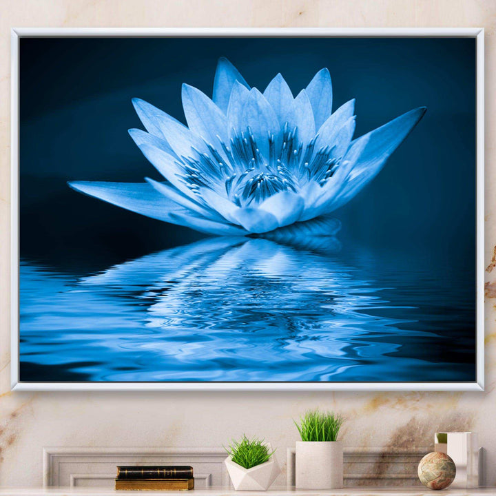 Blue Water Lily - Modern Living Room Wall Decor