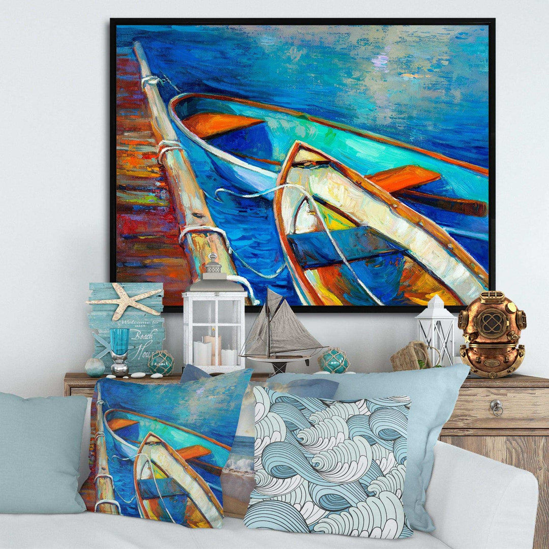 Boats and Pier in Blue Shade