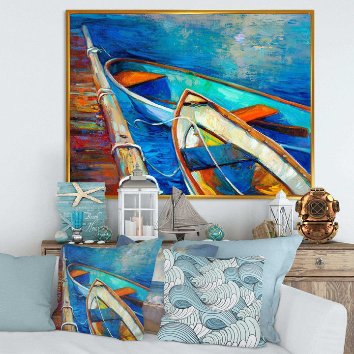 Boats and Pier in Blue Shade
