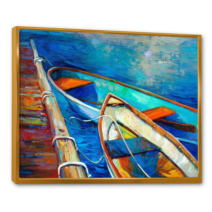Boats and Pier in Blue Shade