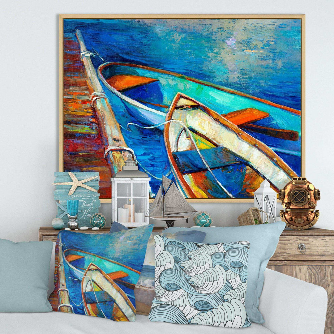 Boats and Pier in Blue Shade