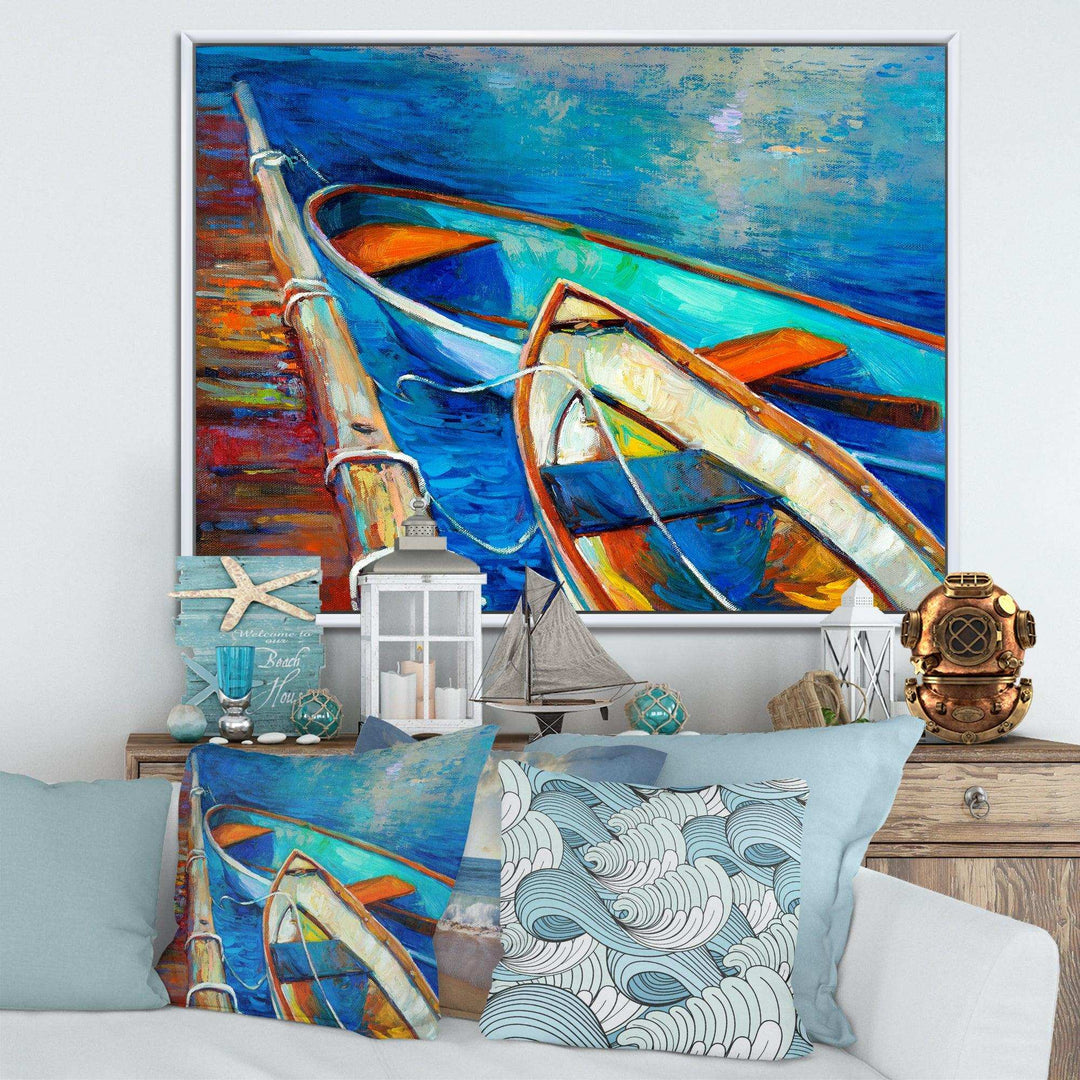 Boats and Pier in Blue Shade