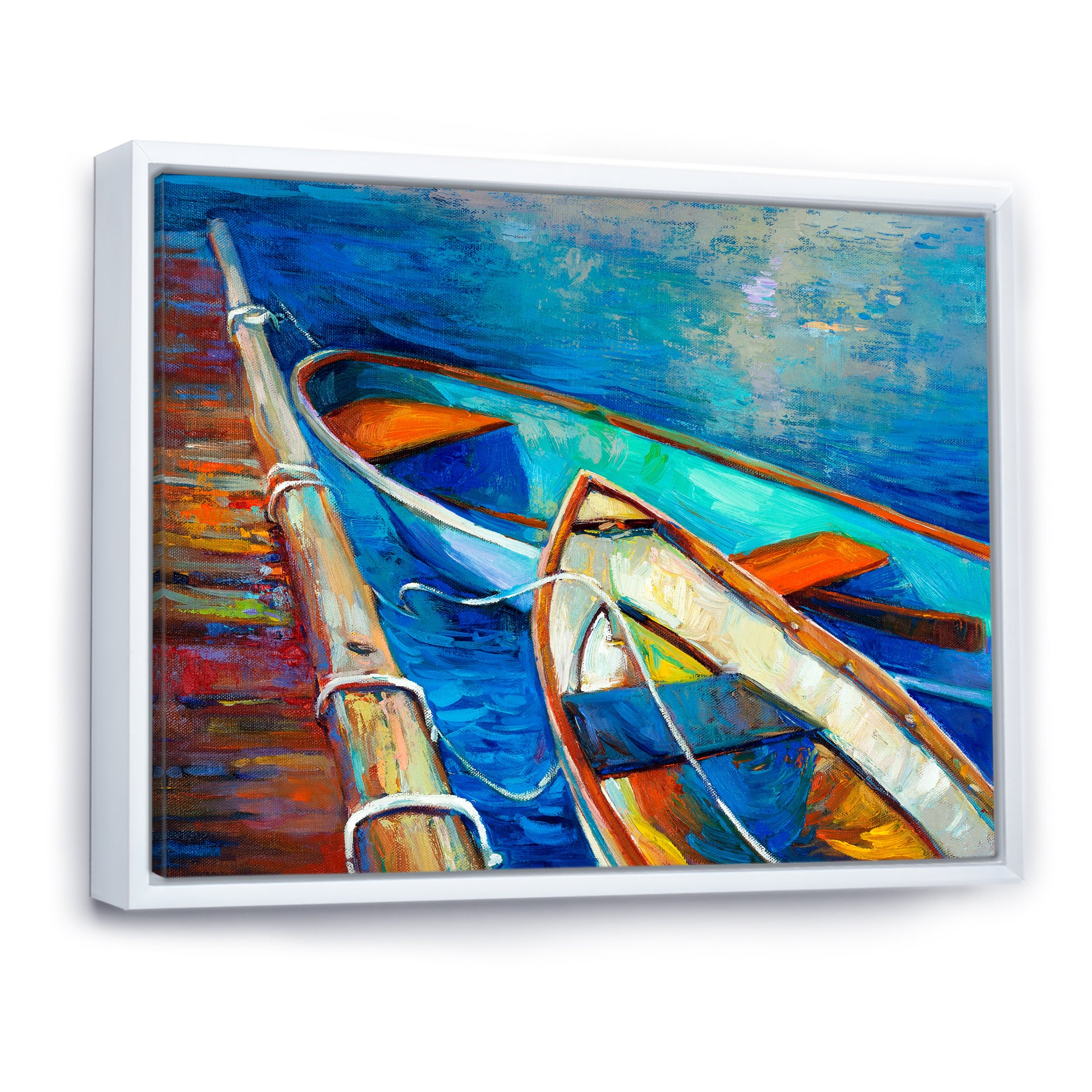 Boats and Pier in Blue Shade