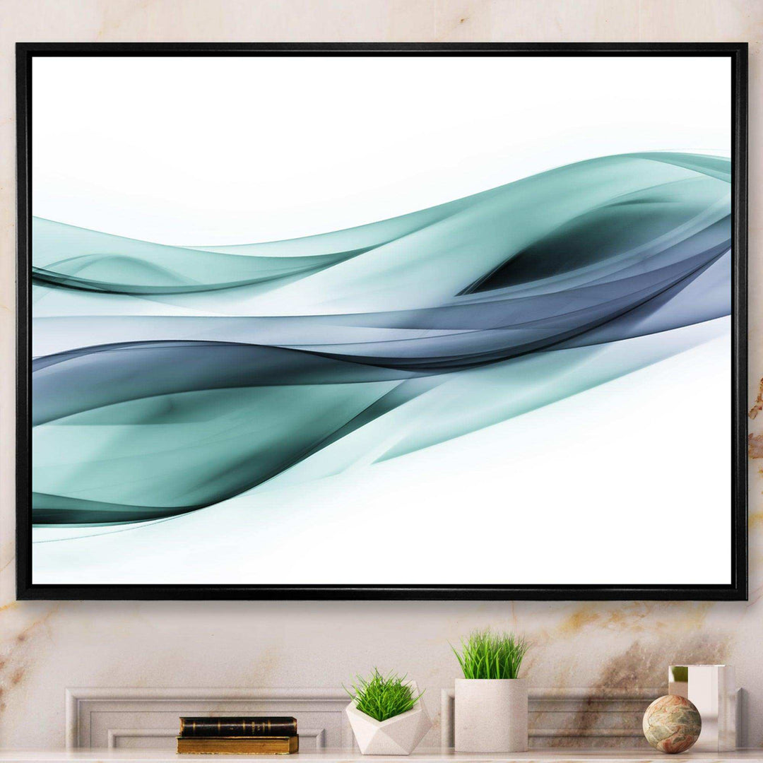 Fractal Lines Grey Blue - Modern Living Room Wall Decor