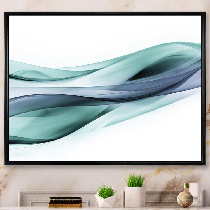 Fractal Lines Grey Blue - Modern Living Room Wall Decor