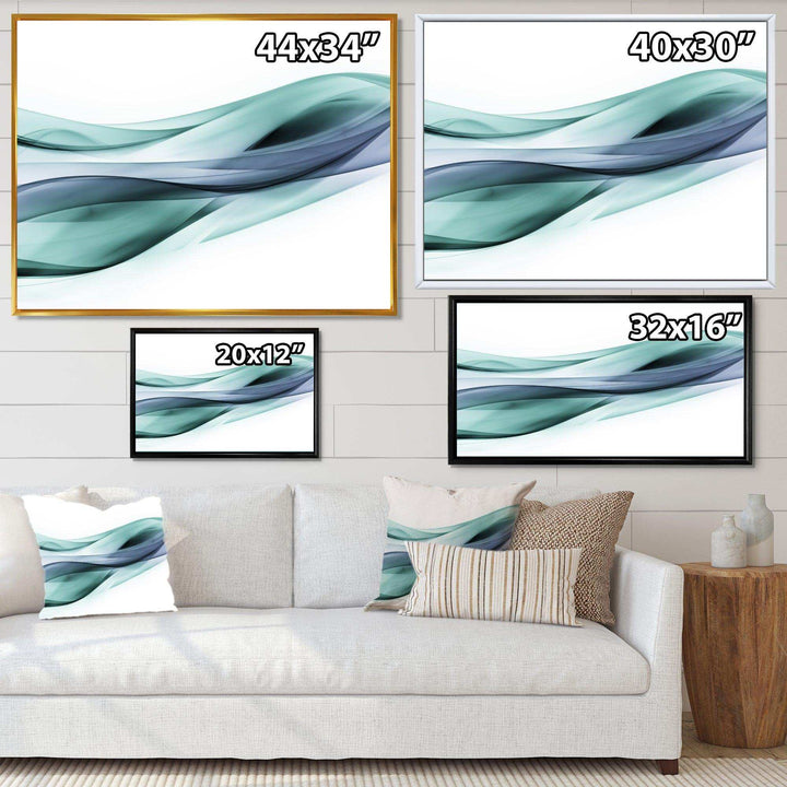 Fractal Lines Grey Blue - Modern Living Room Wall Decor