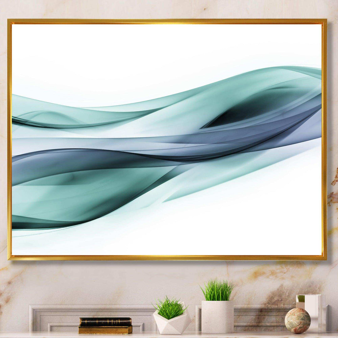 Fractal Lines Grey Blue - Modern Living Room Wall Decor
