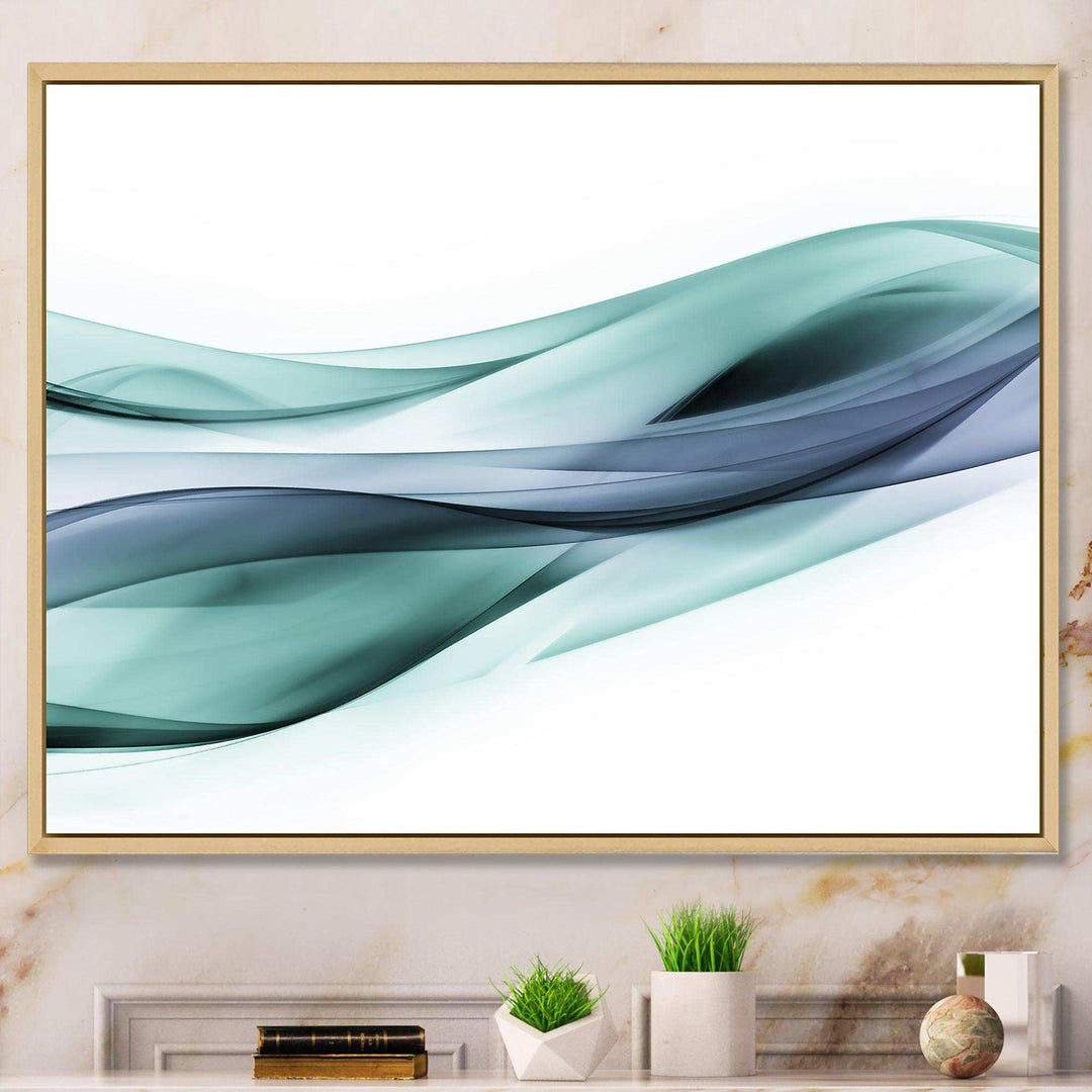 Fractal Lines Grey Blue - Modern Living Room Wall Decor