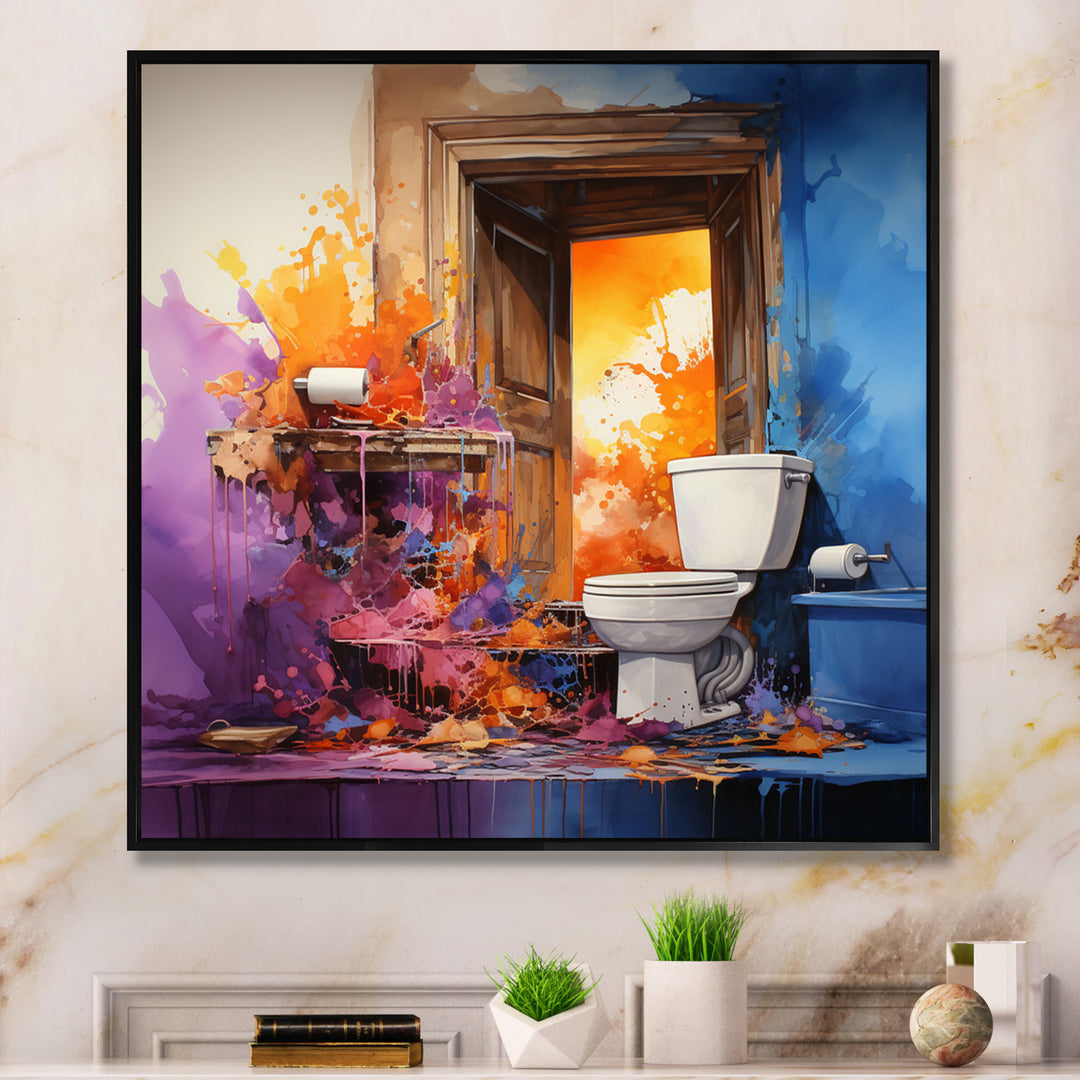 Abstract Harmony Toilet Framed Print Vibrant Gold - 1.5"Width