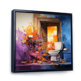 Abstract Harmony Toilet Framed Canvas Vibrant Black - 1.5"Thick