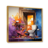 Abstract Harmony Toilet Framed Canvas Vibrant Gold - 1.5"Thick