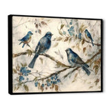 Four Vintage Blue Birds On A Branch IV