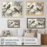 Four Vintage Blue Birds On A Branch IV