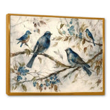 Four Vintage Blue Birds On A Branch IV