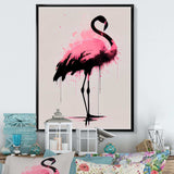 Watercolour Silhouette Of Pink And Black Flamingo I