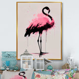 Watercolour Silhouette Of Pink And Black Flamingo I