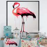 Watercolour Silhouette Of Pink And Black Flamingo II