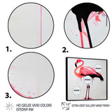 Watercolour Silhouette Of Pink And Black Flamingo II