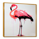 Watercolour Silhouette Of Pink And Black Flamingo II