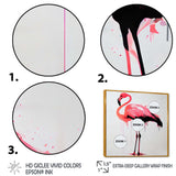 Watercolour Silhouette Of Pink And Black Flamingo II