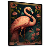 Vintage Pink Flamingo With Roses