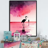 Watercolour Silhouette Of Pink And Black Flamingo III