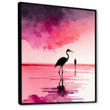 Watercolour Silhouette Of Pink And Black Flamingo III