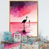 Watercolour Silhouette Of Pink And Black Flamingo III