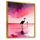 Watercolour Silhouette Of Pink And Black Flamingo III