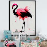 Watercolour Silhouette Of Pink And Black Flamingo IV