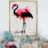 Watercolour Silhouette Of Pink And Black Flamingo IV