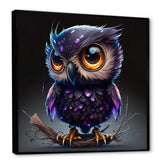 Cute Little Purple Owl On A Branch I