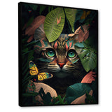 Cute Cat With Butterfly In Jungle Bushes IV
