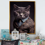 Stylish Cat In Fancy Blue Fashion Design II