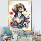 Dachshund Surrounded By Flowers I