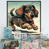 Cartoon Of Playful Dachshund