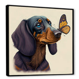 Cartoon Of Bachshund With Butterfly