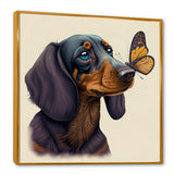 Cartoon Of Bachshund With Butterfly